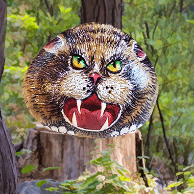 Cat Bayun stone painting