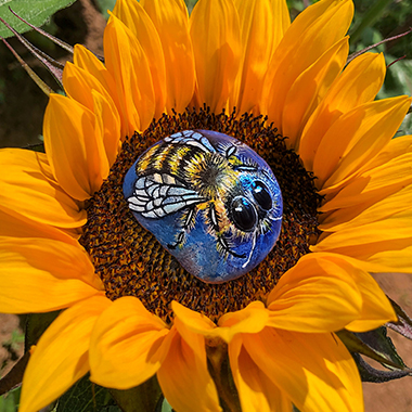 Bee stone painting