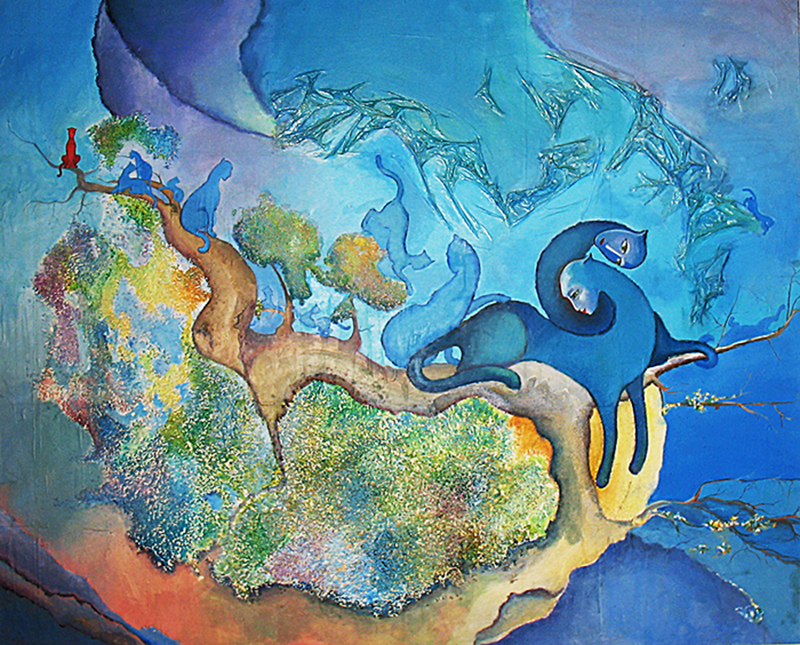 Blue cats painting