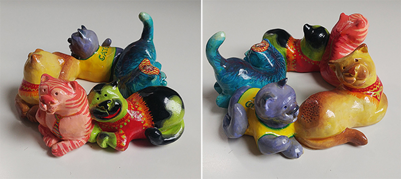 Sculpture clay cats