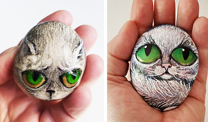 Cats stone painting