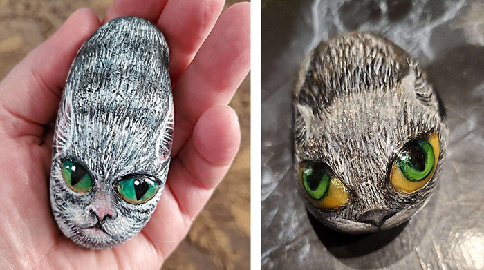 Cats stone painting