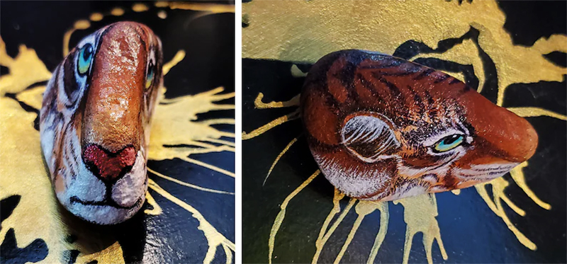 Tiger stone painting
