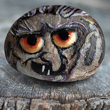 Baba Yaga stone painting