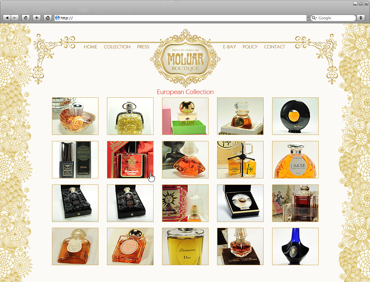 web design, perfume, european collection