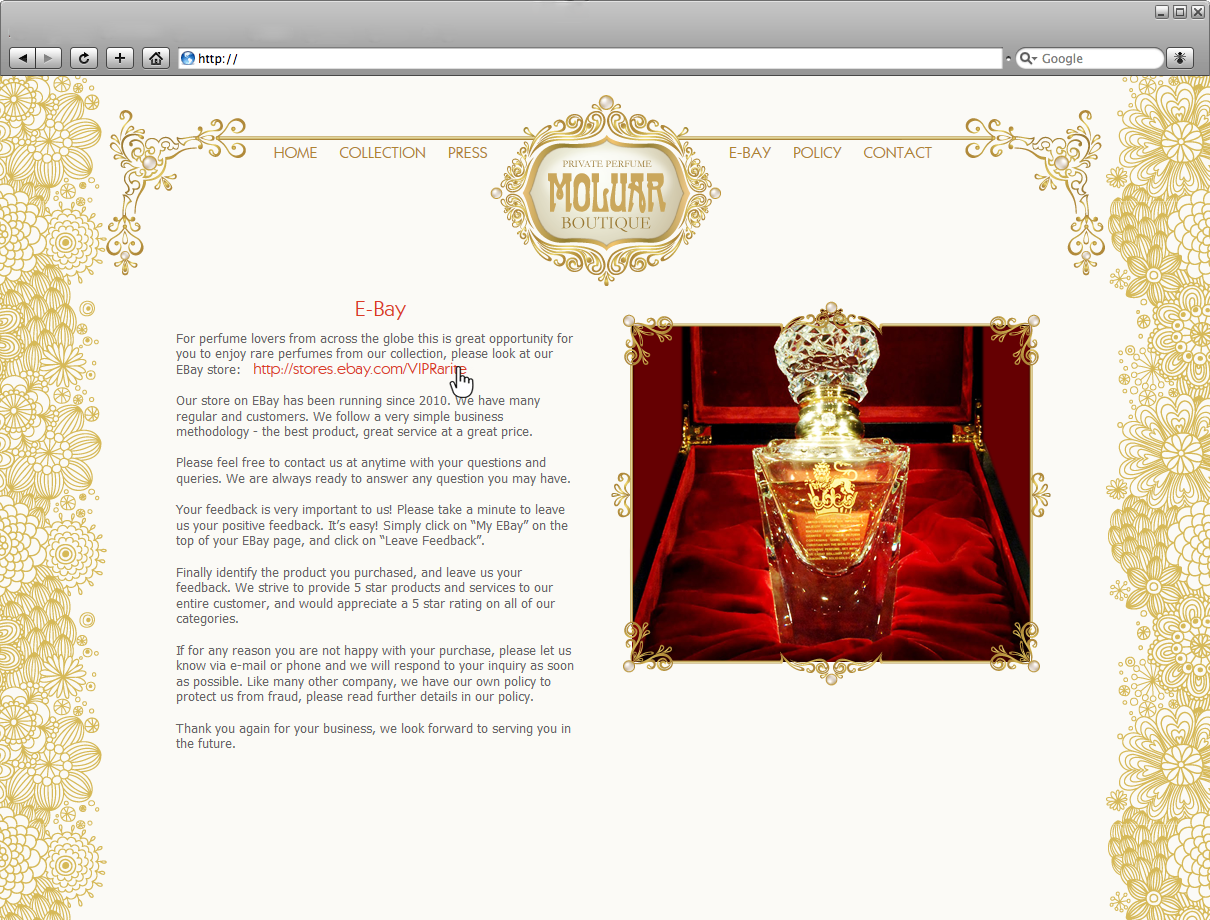 web design, perfume, ebay store