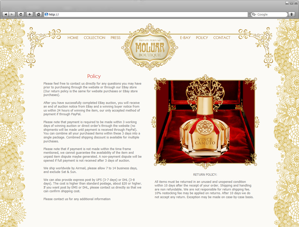web design, perfume, policy